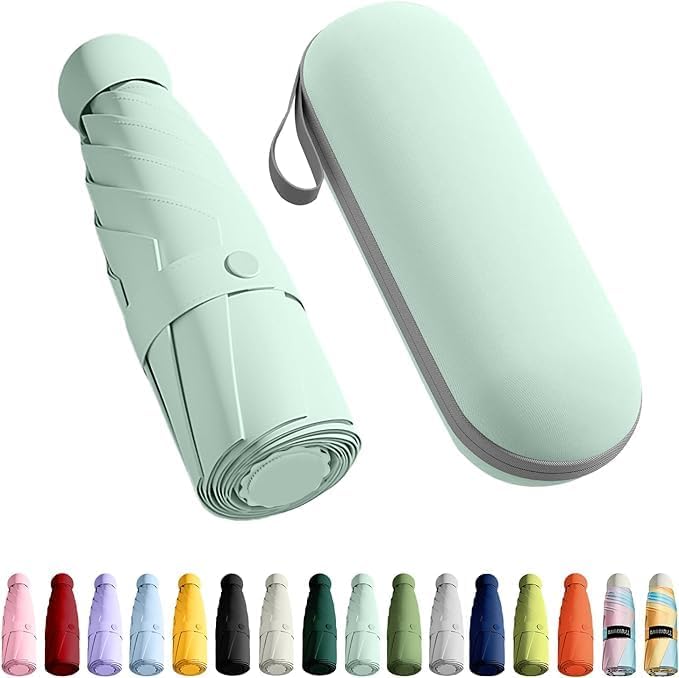 🌂💼 Mini Capsule Folding Umbrella with Waterproof Case – UV & Rain Protection | Compact Travel Size | Stylish & Lightweight